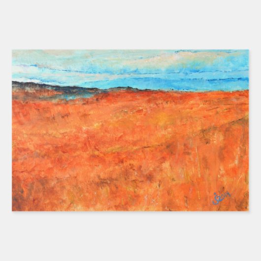 Abstrakt Beach Orange Blue Art Geschenkpapier Set (Vorderseite 3)