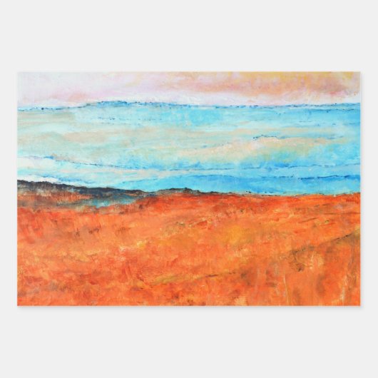 Abstrakt Beach Orange Blue Art Geschenkpapier Set (Vorderseite 2)