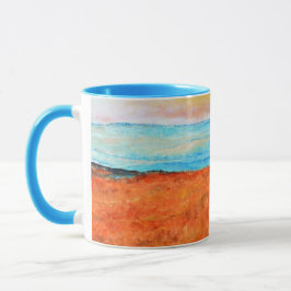 Abstrakt Beach Orange Blue Art Tasse