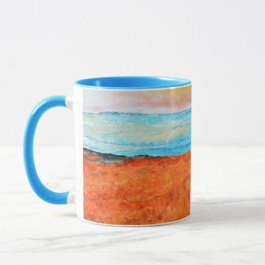 Abstrakt Beach Orange Blue Art Tasse (Links)
