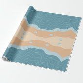 Abstrakt Beach Pattern Wave Lines Blue Sand Musche Geschenkpapier (Ungerollt)