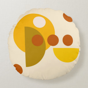 Abstrakt-beige-braune Kreise Rundes Kissen