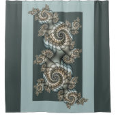 Abstrakt Beige Light Blue Fraktal Kunstgalerie Duschvorhang (Vorderseite)