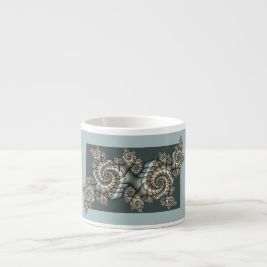 Abstrakt Beige Light Blue Fraktal Kunstgalerie Espressotasse (Vorderseite)