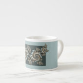 Abstrakt Beige Light Blue Fraktal Kunstgalerie Espressotasse (Vorderseite Rechts)