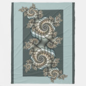 Abstrakt Beige Light Blue Fraktal Kunstgalerie Fleecedecke (Vorderseite)
