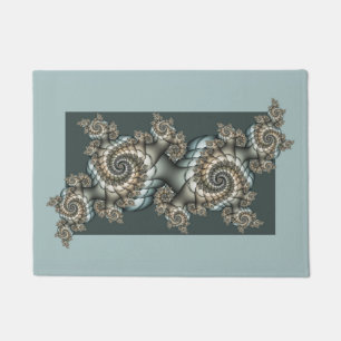Abstrakt Beige Light Blue Fraktal Kunstgalerie Fußmatte