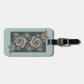 Abstrakt Beige Light Blue Fraktal Kunstgalerie Gepäckanhänger (Vorderseite horizontal)