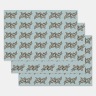 Abstrakt Beige Light Blue Fraktal Kunstgalerie Geschenkpapier Set