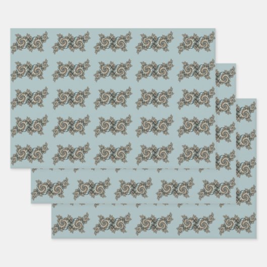 Abstrakt Beige Light Blue Fraktal Kunstgalerie Geschenkpapier Set (Set)