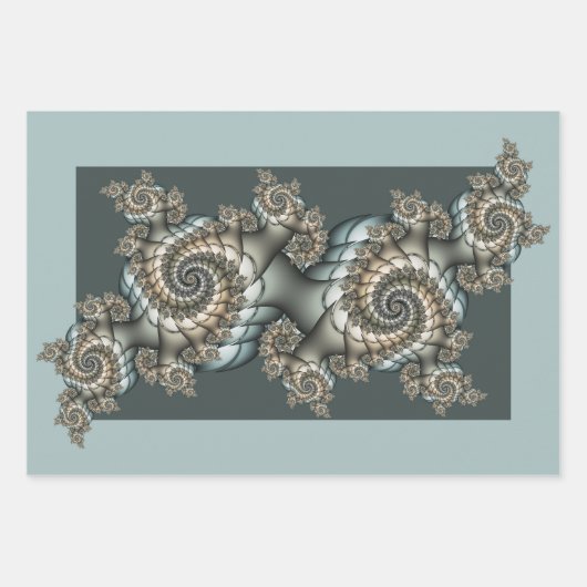 Abstrakt Beige Light Blue Fraktal Kunstgalerie Geschenkpapier Set (Vorderseite 3)