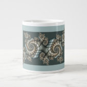 Abstrakt Beige Light Blue Fraktal Kunstgalerie Jumbo-Tasse (Vorderseite)