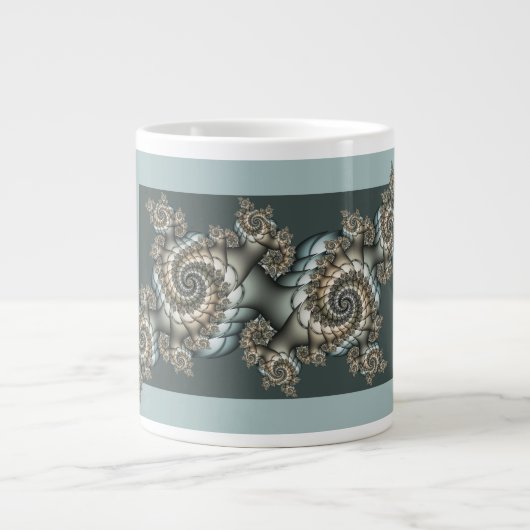 Abstrakt Beige Light Blue Fraktal Kunstgalerie Jumbo-Tasse (Vorderseite)