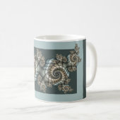 Abstrakt Beige Light Blue Fraktal Kunstgalerie Kaffeetasse (VorderseiteRechts)