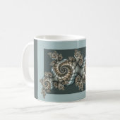 Abstrakt Beige Light Blue Fraktal Kunstgalerie Kaffeetasse (Vorderseite Links)