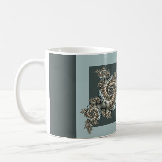 Abstrakt Beige Light Blue Fraktal Kunstgalerie Kaffeetasse (Links)