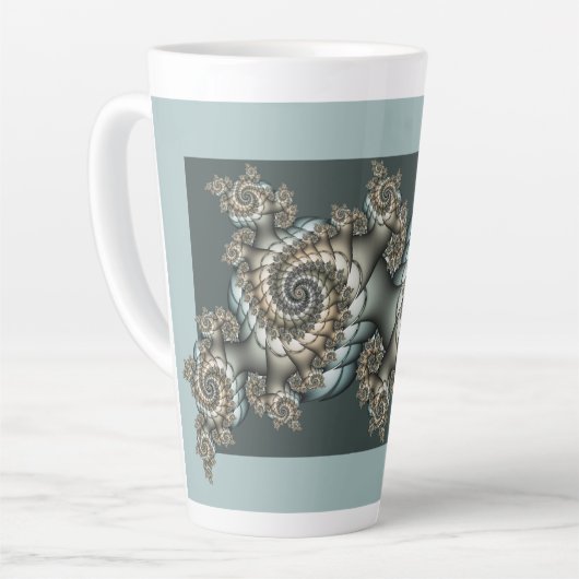 Abstrakt Beige Light Blue Fraktal Kunstgalerie Milchtasse (Linke Ecke)