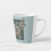 Abstrakt Beige Light Blue Fraktal Kunstgalerie Milchtasse (Rechts)