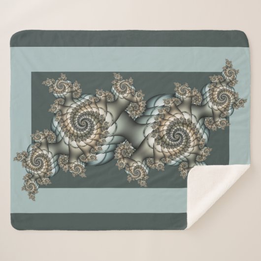 Abstrakt Beige Light Blue Fraktal Kunstgalerie Sherpadecke (Vorderseite (Horizontal))