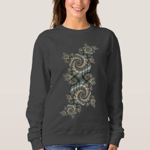 Abstrakt Beige Light Blue Fraktal Kunstgalerie Sweatshirt