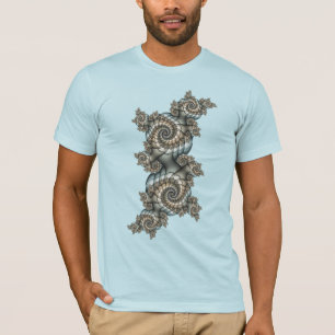 Abstrakt Beige Light Blue Fraktal Kunstgalerie T-Shirt