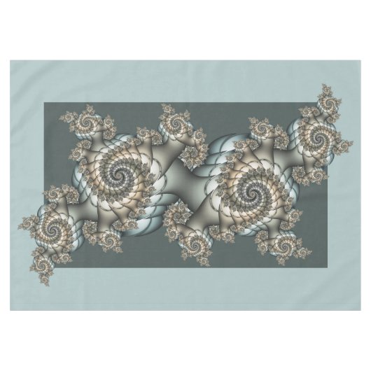 Abstrakt Beige Light Blue Fraktal Kunstgalerie Tischdecke (Vorderseite (Horizontal))