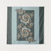 Abstrakt Beige Light Blue Fraktal Kunstgalerie Wandteppich (Vorderseite)