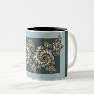 Abstrakt Beige Light Blue Fraktal Kunstgalerie Zweifarbige Tasse