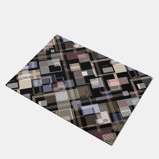 Abstrakt, beige, schwarz, plädiert fußmatte (Schrägansicht)