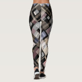 Abstrakt, beige, schwarz, plädiert leggings (Rückseite)