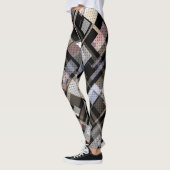 Abstrakt, beige, schwarz, plädiert leggings (Links)