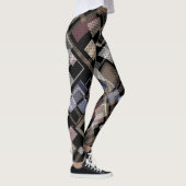 Abstrakt, beige, schwarz, plädiert leggings (Rechts)