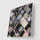 Abstrakt, beige, schwarz, plädiert quadratische wanduhr (Winkel)