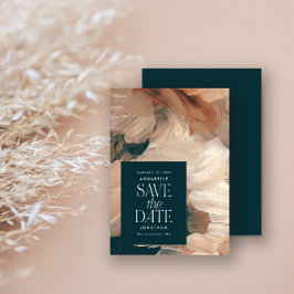 Abstrakt bemalt moderne aquamarine Creme Terracott Einladung