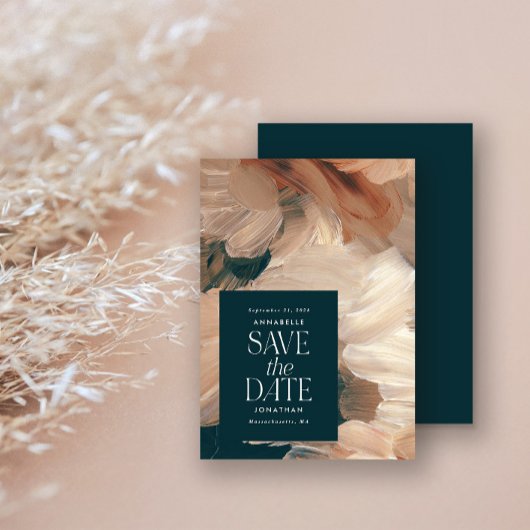 Abstrakt bemalt moderne aquamarine Creme Terracott Einladung