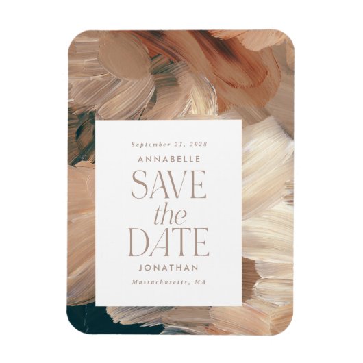 Abstrakt bemalt moderne aquamarine Creme Terracott Magnet (Vertikal)