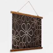 Abstrakt Big Blume Konturen Browns & Cremes Wandteppich Mit Holzrahmen (Gewinkelt)