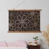 Abstrakt Big Blume Konturen Browns & Cremes Wandteppich Mit Holzrahmen (Schlafzimmer)
