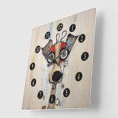 Abstrakt Big Mit Augen Dog Quadratische Wanduhr (Winkel)