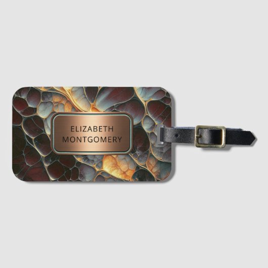 Abstrakt Bio mit Bronze Namplate Gepäckanhänger (Vorderseite (Horizontal))