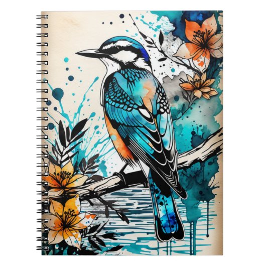 Abstrakt Bird Collage Notebook Journal Notizblock (Vorderseite)