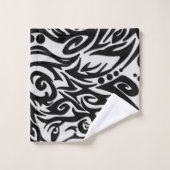 Abstrakt Black and Gray Tribal Wolf Badhandtuch Set (Waschlappen)
