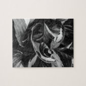 Abstrakt Black and White Curly Hosta Blätter Puzzle (Horizontal)
