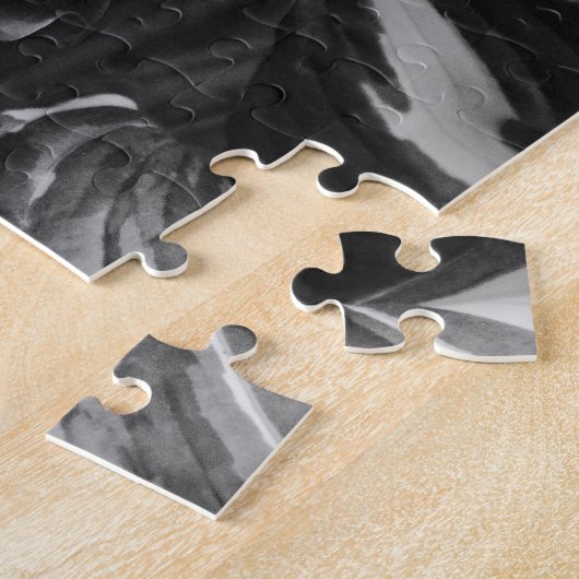 Abstrakt Black and White Curly Hosta Blätter Puzzle (Seite)