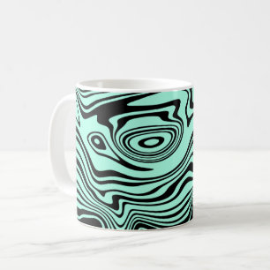Abstrakt Black Aquamarin Wavy Strip Kaffeepause Ta Kaffeetasse