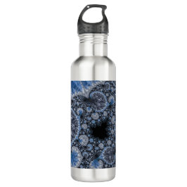Abstrakt Black Blue Fraktal Edelstahlflasche