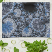 Abstrakt Black Blue Fraktal Geschirrtuch (Gefaltet)