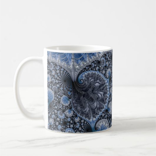 Abstrakt Black Blue Fraktal Kaffeetasse (Links)