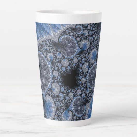 Abstrakt Black Blue Fraktal Milchtasse (Vorderseite)