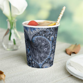 Abstrakt Black Blue Fraktal Pappbecher
